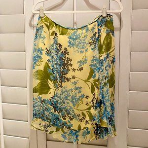 Moschino Vintage Floral Print Skirt Yellow, Blue, & Green Size 10